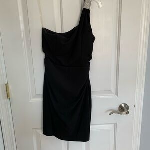 Emerald Sundae Black Asymmetrical One-Shoulder Cocktail Dress